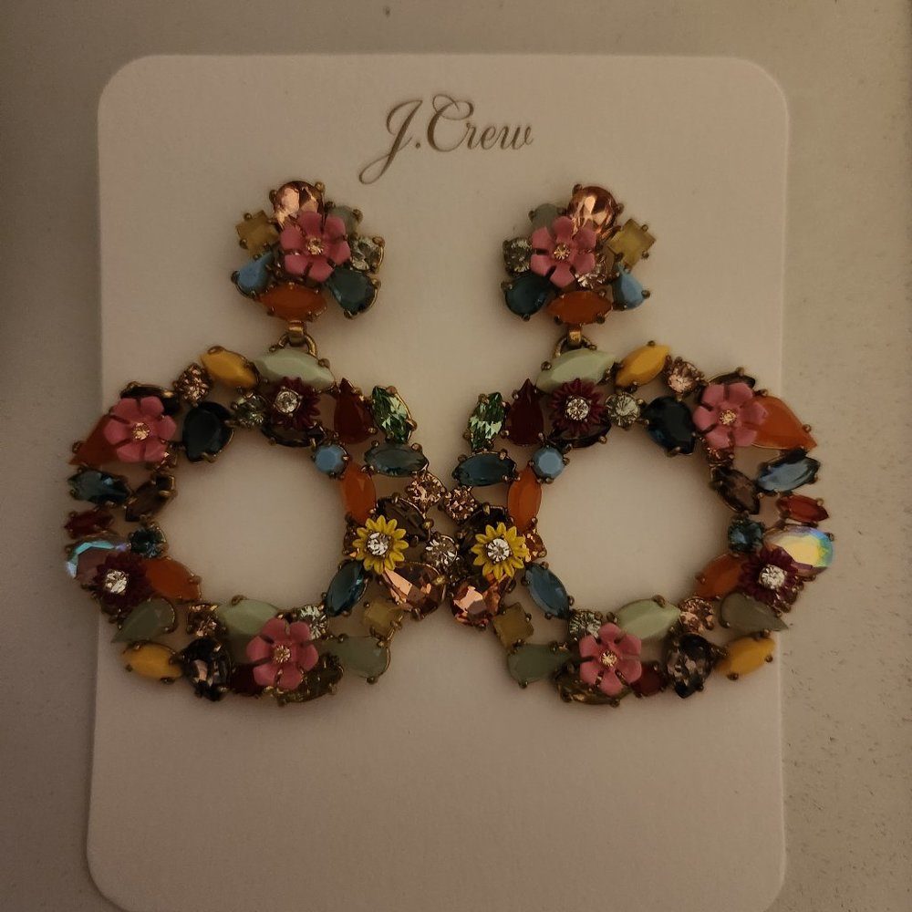 J. Crew Floral Wreath crystal earrings